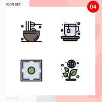 Pack of 4 Modern Filledline Flat Colors Signs and Symbols for Web Print Media such as cooking frame meal hot point Editable Vector Design Elements