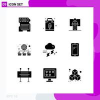 9 Creative Icons Modern Signs and Symbols of network database speech speaker presentation Editable Vector Design Elements