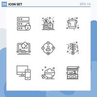 9 Thematic Vector Outlines and Editable Symbols of media communication kitchen social media tool Editable Vector Design Elements