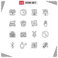 Set of 16 Modern UI Icons Symbols Signs for bed summer idea drink wine Editable Vector Design Elements