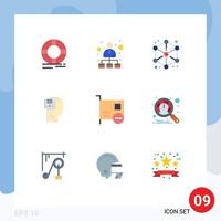 9 Universal Flat Color Signs Symbols of user save network memory design Editable Vector Design Elements