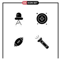 Modern Set of 4 Solid Glyphs Pictograph of diode nfl interface american torch Editable Vector Design Elements