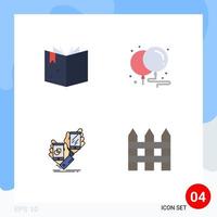 4 Flat Icon concept for Websites Mobile and Apps book package balloons party product Editable Vector Design Elements