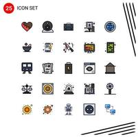 Filled line Flat Color Pack of 25 Universal Symbols of billboard advertisement briefcase suitcase marketing Editable Vector Design Elements