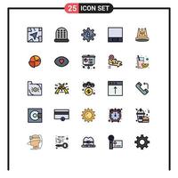 Universal Icon Symbols Group of 25 Modern Filled line Flat Colors of achievement first production empire crown Editable Vector Design Elements