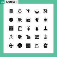 Group of 25 Modern Solid Glyphs Set for support help up faq care Editable Vector Design Elements