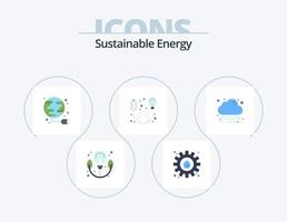 Sustainable Energy Flat Icon Pack 5 Icon Design. cloud. energy. plug. energy. cable vector