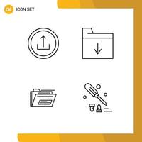 User Interface Pack of 4 Basic Filledline Flat Colors of application file mobile folder rar Editable Vector Design Elements