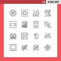 16 Creative Icons Modern Signs and Symbols of video camera chestnut tool drill Editable Vector Design Elements