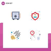 Modern Set of 4 Flat Icons and symbols such as bank meteor safe people space Editable Vector Design Elements