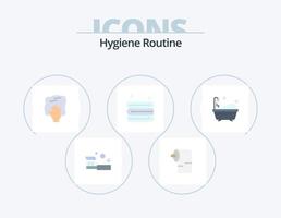 paquete de iconos planos de rutina de higiene 5 diseño de iconos. limpio. toalla. limpieza. limpieza. maleza vector