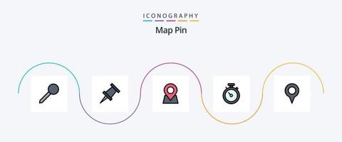 paquete de iconos planos llenos de línea de pin de mapa 5 que incluye pin. localización. marcador. ubicación geográfica. navegación vector