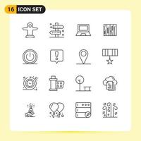 paquete de iconos vectoriales de stock de 16 signos y símbolos de línea para el diseño de elementos de diseño vectorial editables de hardware de baldosas de forma de muebles vector