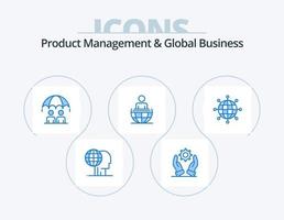 gestión de productos y diseño de iconos del paquete de iconos azules de negocios globales 5. negocio. internacional. soluciones negocio. riesgo vector