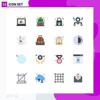 Pictogram Set of 16 Simple Flat Colors of files attachment lock share management Editable Pack of Creative Vector Design Elements