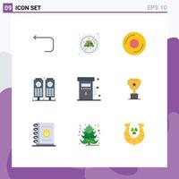 Pictogram Set of 9 Simple Flat Colors of station petrol dvd gas speaker Editable Vector Design Elements