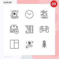 9 Thematic Vector Outlines and Editable Symbols of education plus lab more add Editable Vector Design Elements