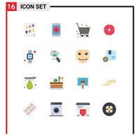 Mobile Interface Flat Color Set of 16 Pictograms of digital goal setting target shopping Editable Pack of Creative Vector Design Elements