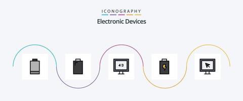 Devices Line Filled Flat 5 Icon Pack Including . electric. tv vector