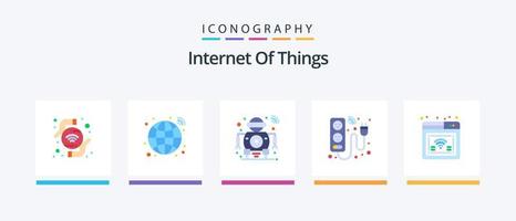 Internet de las cosas paquete de iconos planos 5 que incluye Internet. electricidad. robot. eléctrico. cable. diseño de iconos creativos vector