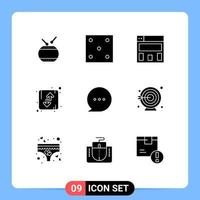 Stock Vector Icon Pack of 9 Line Signs and Symbols for comment bubble graphics design up down Editable Vector Design Elements