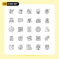 Stock Vector Icon Pack of 25 Line Signs and Symbols for laptop device microphone monitor instrument Editable Vector Design Elements