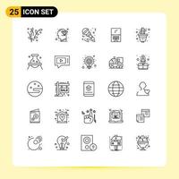 paquete de iconos vectoriales de stock de 25 signos y símbolos de línea para dispositivos portátiles micrófono monitor instrumento elementos de diseño vectorial editables vector