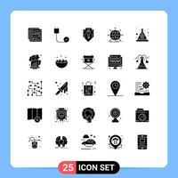 User Interface Pack of 25 Basic Solid Glyphs of network global hardware business security Editable Vector Design Elements