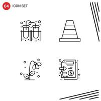 4 User Interface Line Pack of modern Signs and Symbols of experiment flower connection tool spring Editable Vector Design Elements