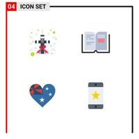 Pack of 4 creative Flat Icons of christian country sign knowledge nation Editable Vector Design Elements