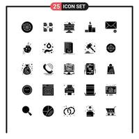 User Interface Pack of 25 Basic Solid Glyphs of asteroid message cake mail success Editable Vector Design Elements