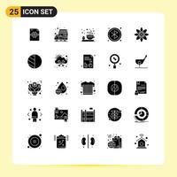 Set of 25 Vector Solid Glyphs on Grid for editing physics breakfast atom circle Editable Vector Design Elements