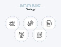 paquete de iconos de línea de estrategia 5 diseño de iconos. cohete. datos. hora. gráfico. lucro vector