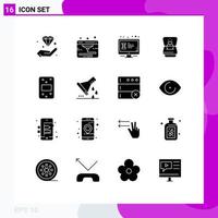 Set of 16 Modern UI Icons Symbols Signs for flour heart display love screen Editable Vector Design Elements