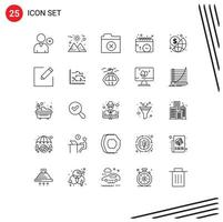 Editable Vector Line Pack of 25 Simple Lines of compose investment folder global watch Editable Vector Design Elements
