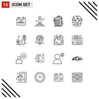 Set of 16 Vector Outlines on Grid for online advertising oscar ad connected Editable Vector Design Elements