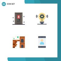 4 Universal Flat Icon Signs Symbols of bathroom firewall bulb setting mobile Editable Vector Design Elements