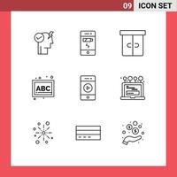 Outline Pack of 9 Universal Symbols of music school decor preschool abc Editable Vector Design Elements