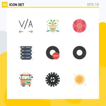 User Interface Pack of 9 Basic Flat Colors of stall hardware hosting gadget devices Editable Vector Design Elements