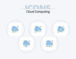 Cloud Computing Blue Icon Pack 5 Icon Design. cloud. invelop. cloud. message. cloud vector