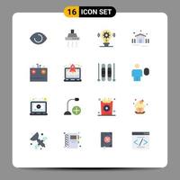 Universal Icon Symbols Group of 16 Modern Flat Colors of charge shelter bulb patio construction Editable Pack of Creative Vector Design Elements