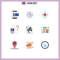 Group of 9 Flat Colors Signs and Symbols for marketing info focus desktop computer Editable Vector Design Elements