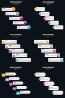 plantilla de diapositiva de presentación del paquete de infografías vectoriales 6 diagramas de ciclo de 5 pasos y líneas de tiempo vector