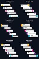 plantilla de diapositiva de presentación del paquete de infografías vectoriales 6 diagramas de ciclo de 5 pasos y líneas de tiempo vector