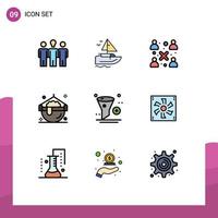 9 colores planos de línea de llenado de vectores temáticos y símbolos editables de elementos de diseño de vectores editables de app pot business magic cook