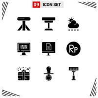 9 Universal Solid Glyph Signs Symbols of problem encryption forecast ddos cryptography Editable Vector Design Elements