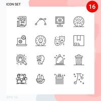 Set of 16 Commercial Outlines pack for setting laptop branding worm rotten Editable Vector Design Elements