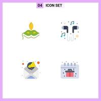 Pack of 4 creative Flat Icons of mask advertisement mardigras music email marketing Editable Vector Design Elements