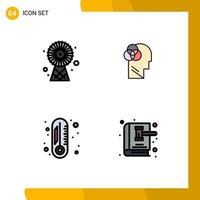 Pack of 4 Modern Filledline Flat Colors Signs and Symbols for Web Print Media such as buildings degree technology intelligent auction Editable Vector Design Elements