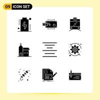 Set of 9 Modern UI Icons Symbols Signs for center monastery payments historic christian Editable Vector Design Elements